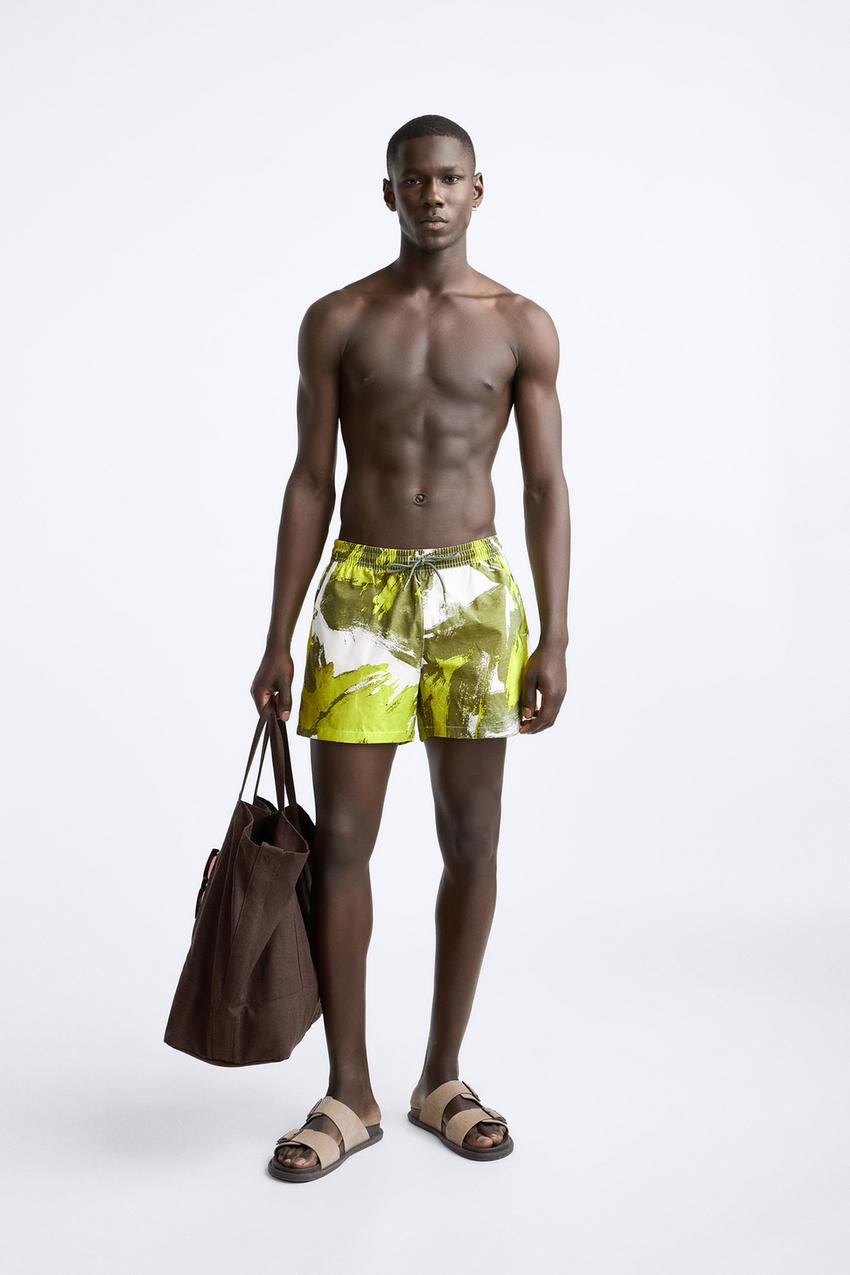 ZARA ABSTRACT PRINT REGULAR FIT SWIM SHORT