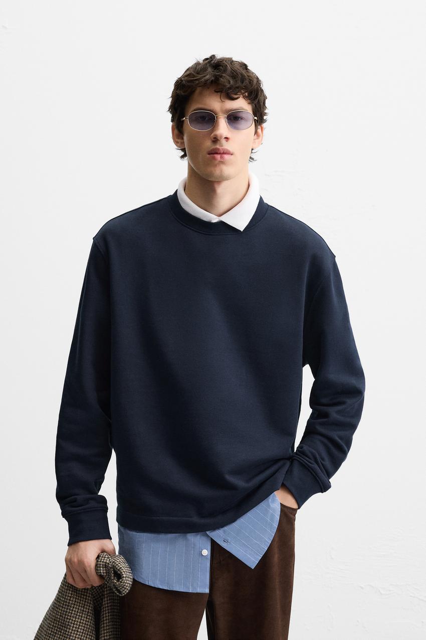 ZARA SWEAT WITH CONTRAST HEM