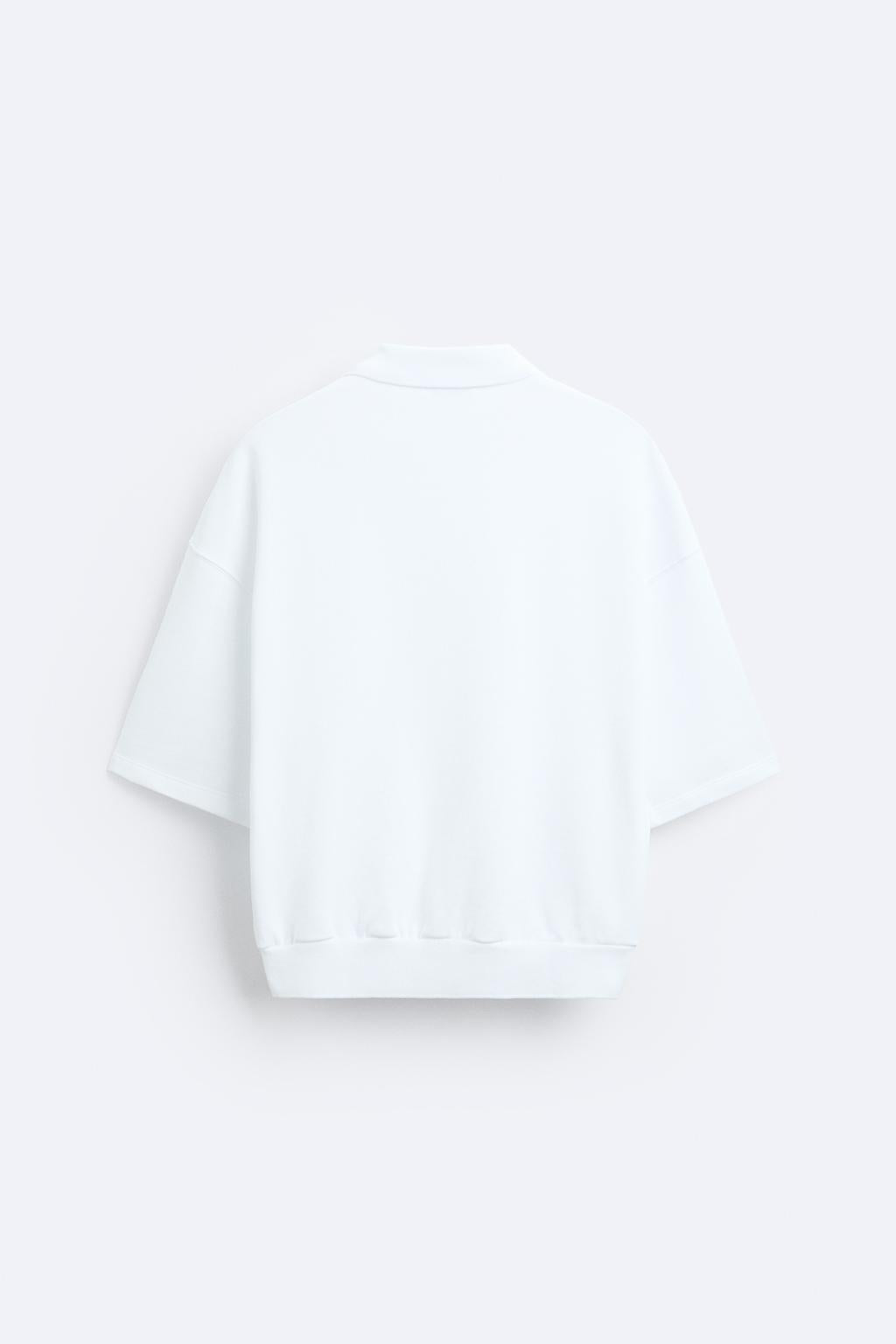 ZARA CROPPED POLO SWEATSHIRT IN WHITE