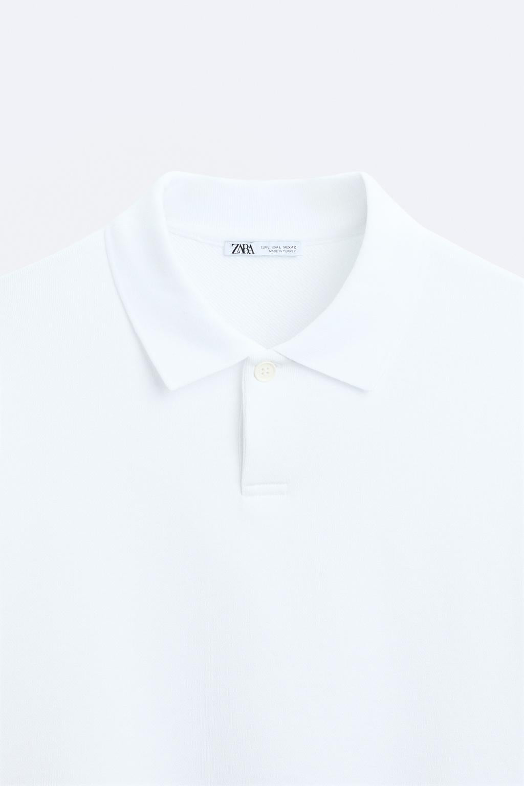 ZARA CROPPED POLO SWEATSHIRT IN WHITE