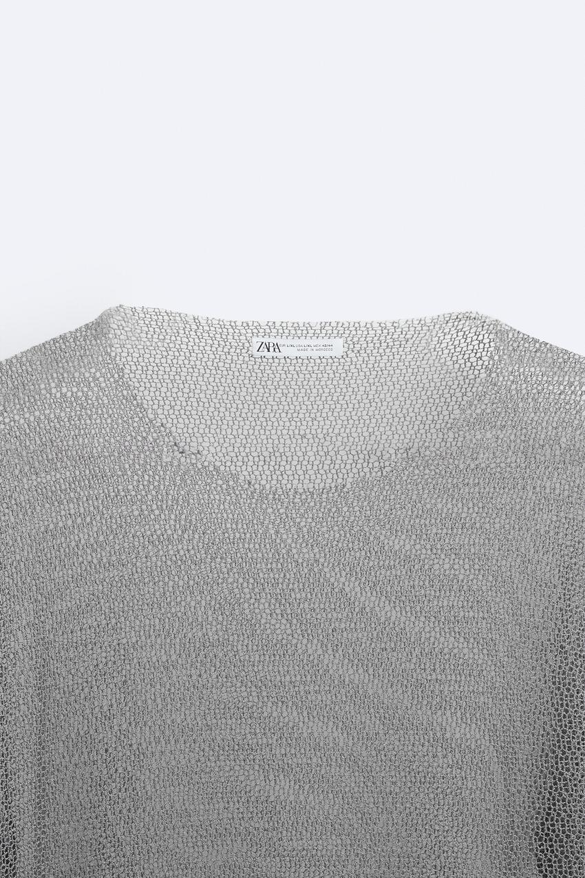 ZARA MESH KNIT TOP IN GREY