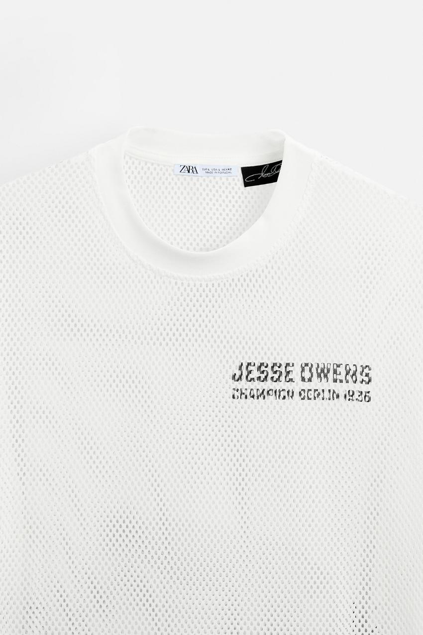 ZARA TEXTEURED JESSE OWENS SEE THROUGH T-SHIRT
