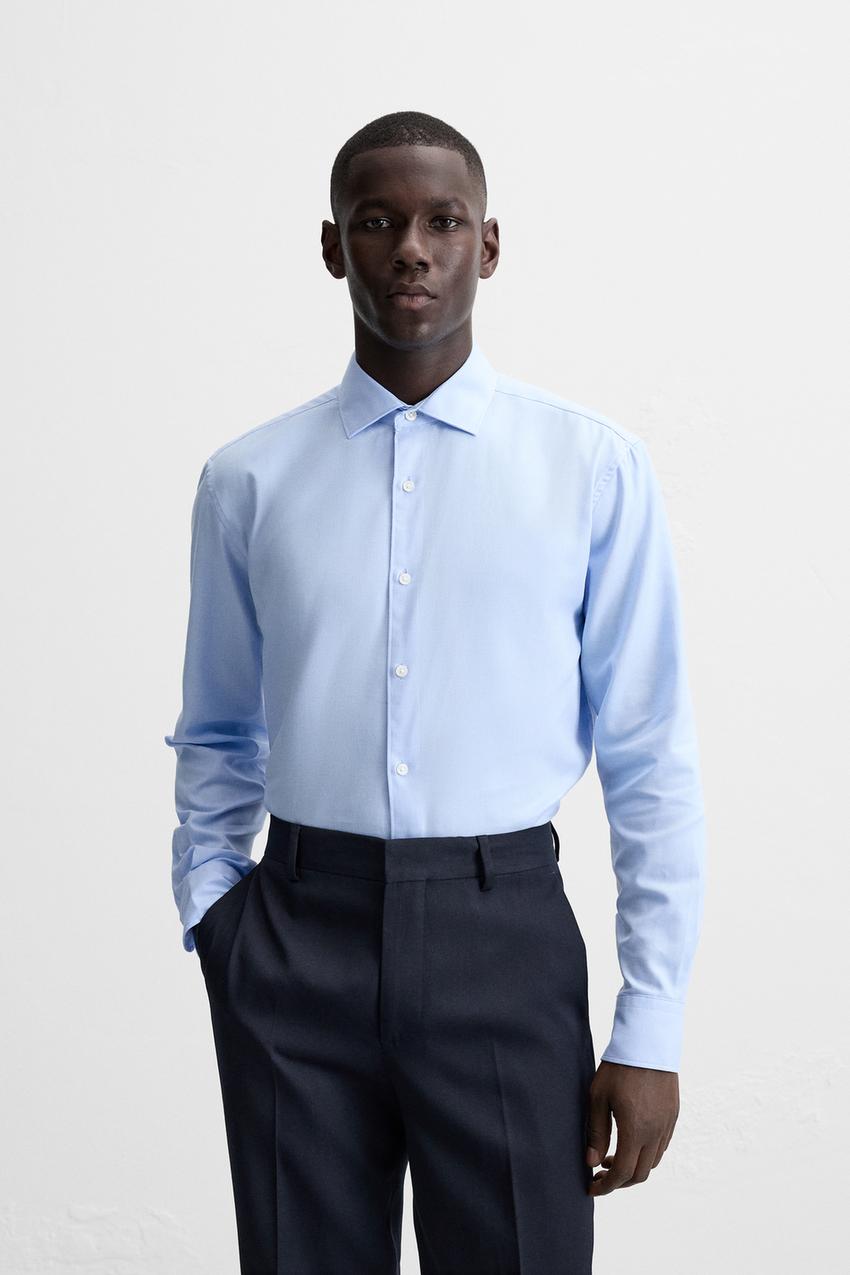 ZARA EASY CARE TEXTURED SHIRT SKY BLUE