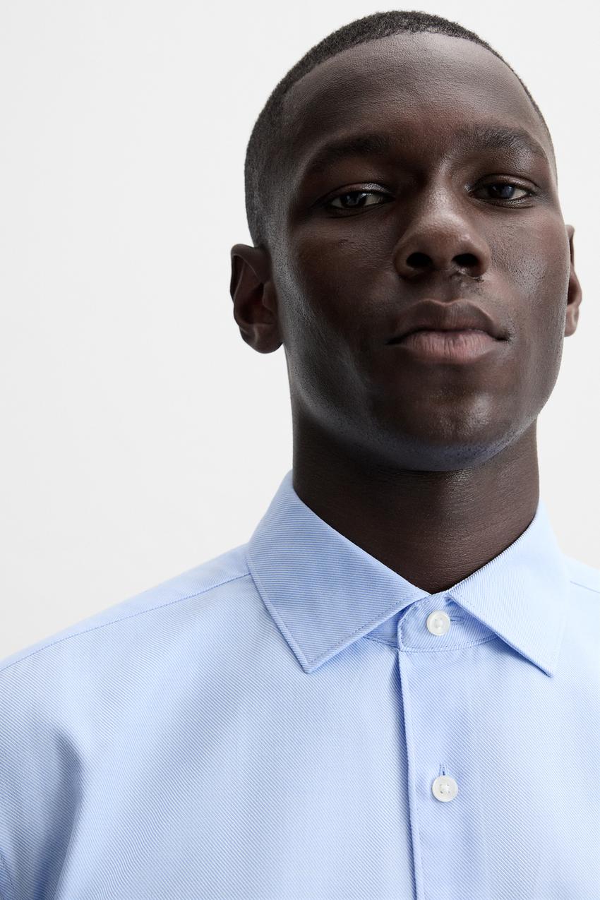 ZARA EASY CARE TEXTURED SHIRT SKY BLUE