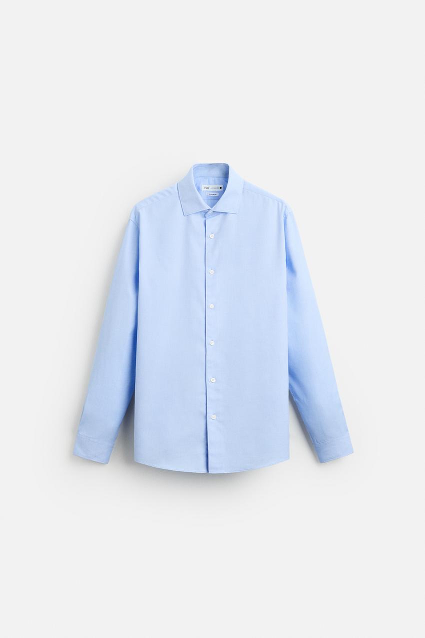 ZARA EASY CARE TEXTURED SHIRT SKY BLUE