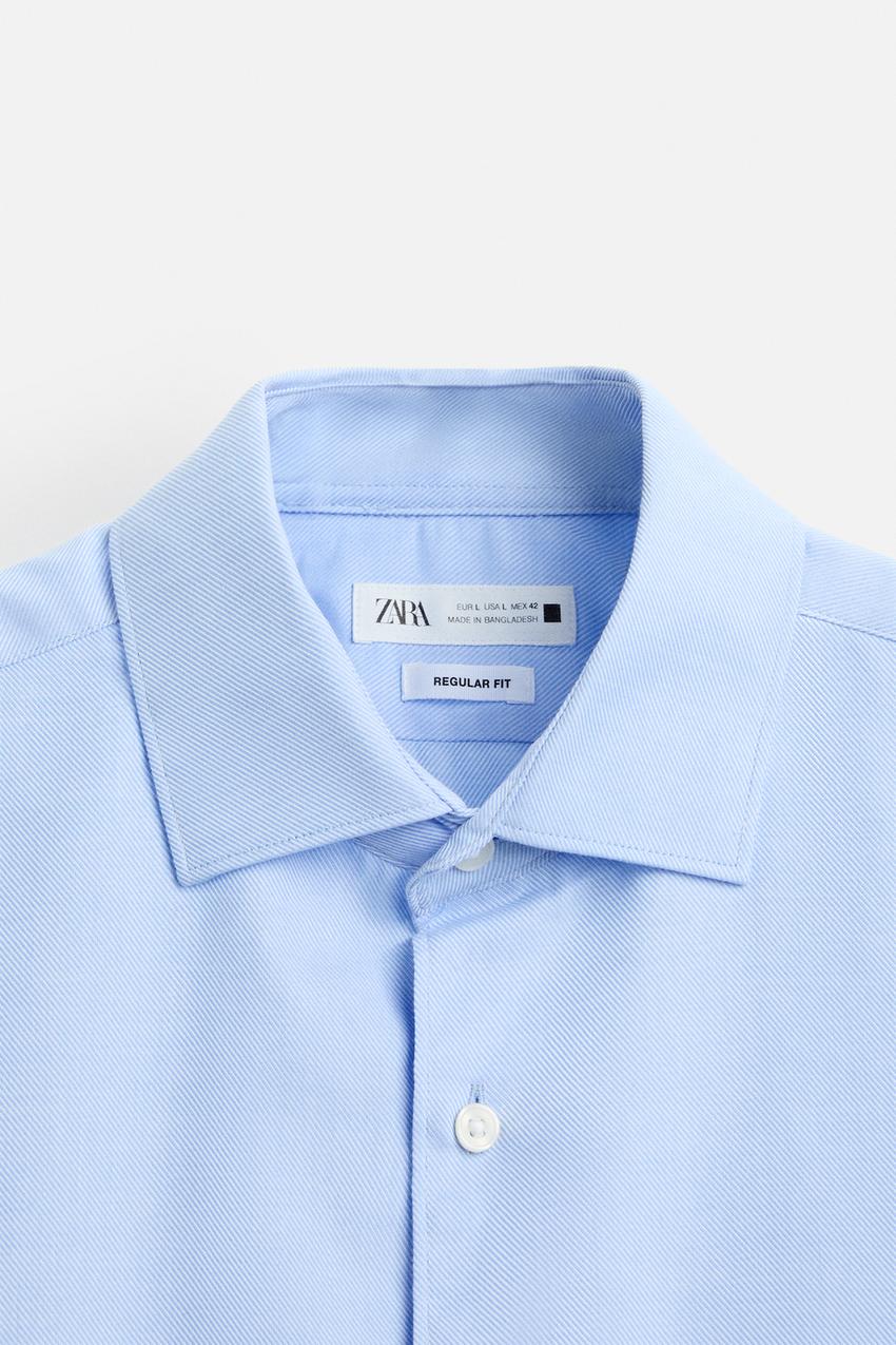 ZARA EASY CARE TEXTURED SHIRT SKY BLUE