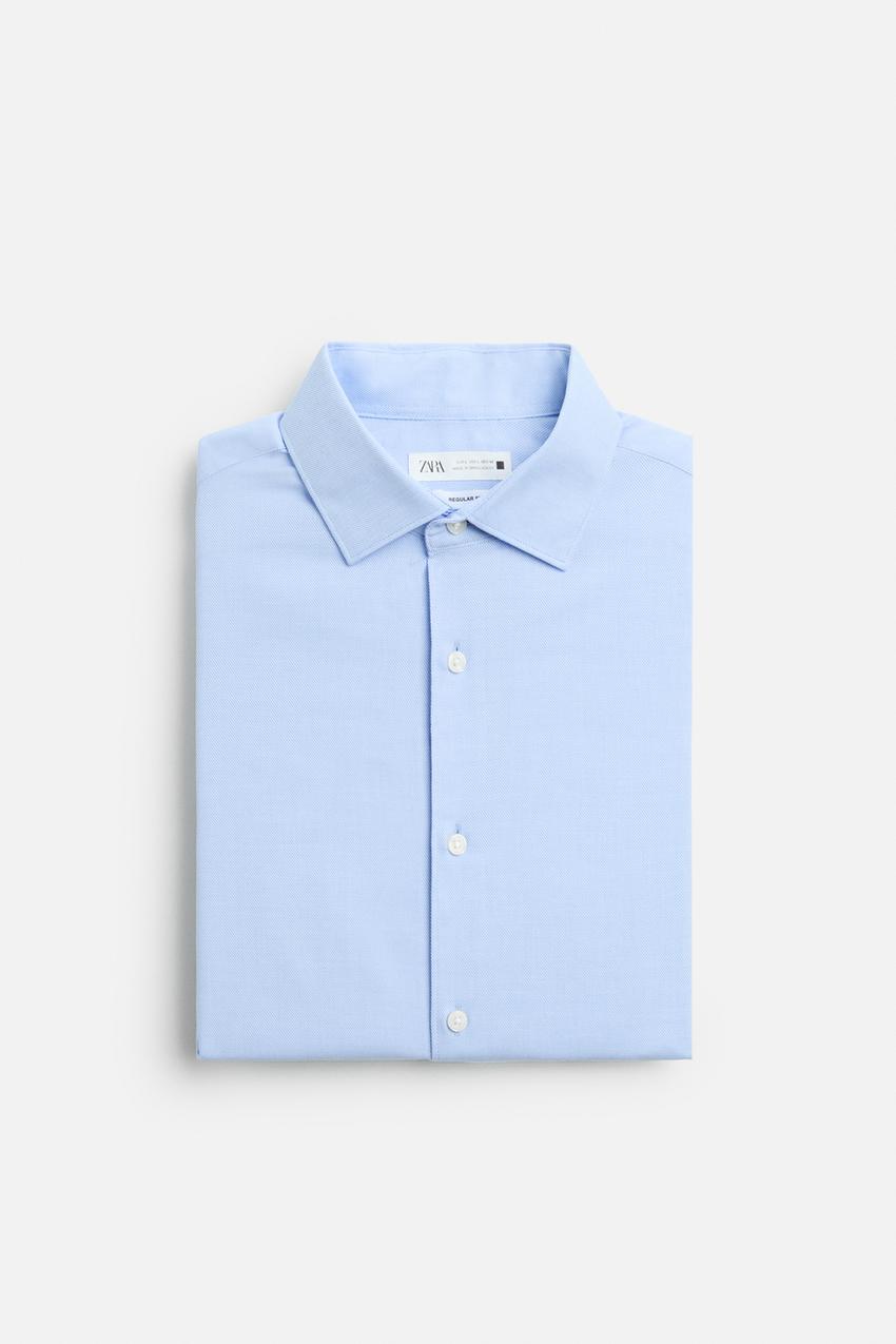 ZARA EASY CARE TEXTURED SHIRT SKY BLUE