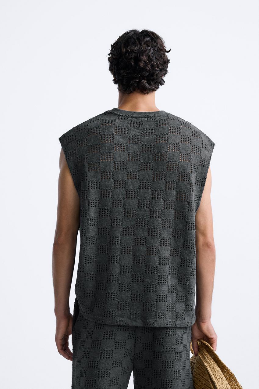 ZARA GEOMETRIC JACQUARD SLEEVELESS