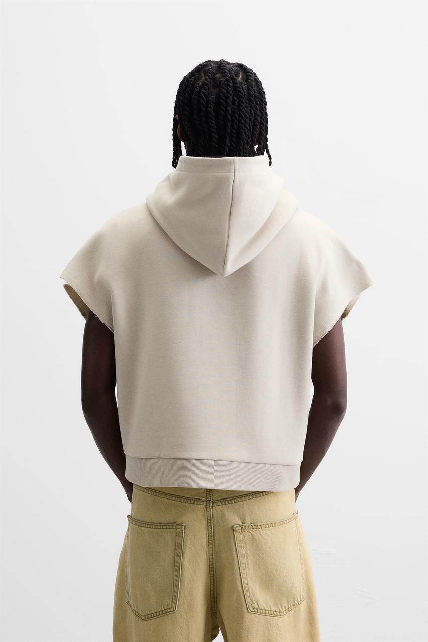ZARA BOXY FIT SLEEVELESS HOODIE