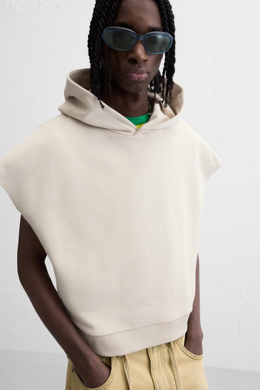 ZARA BOXY FIT SLEEVELESS HOODIE