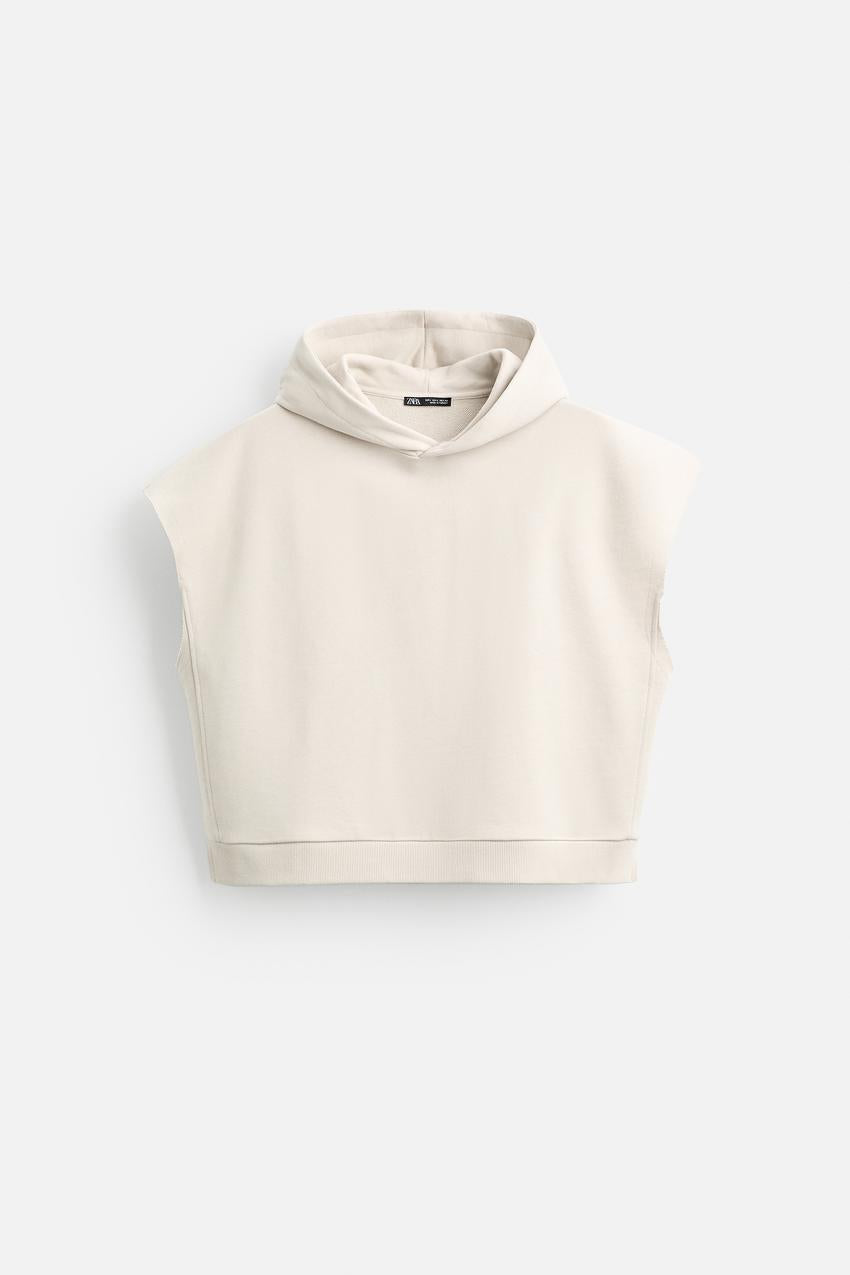 ZARA BOXY FIT SLEEVELESS HOODIE