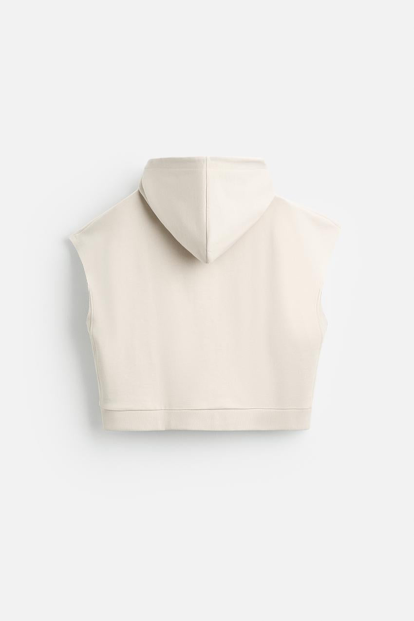 ZARA BOXY FIT SLEEVELESS HOODIE