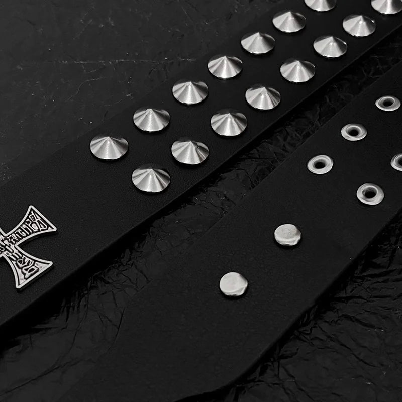 Cross buckle goth stud belt