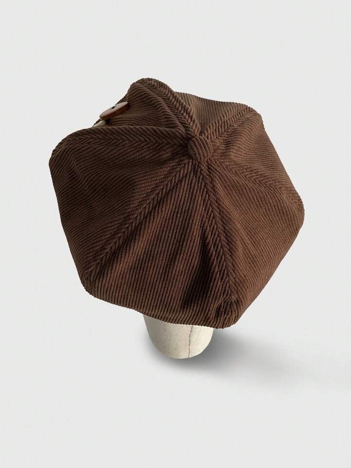 Corduroy newsboy hat in brown
Size: Large