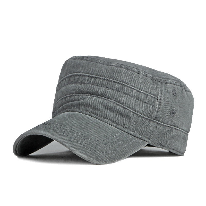 Flat top utility washed plain hat