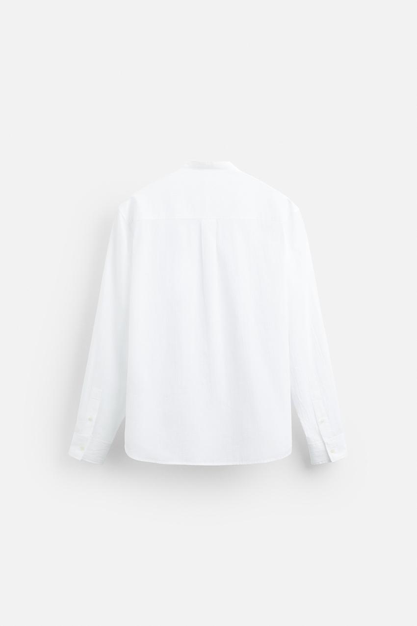 ZARA CREASED-EFFECT COTTON SHIRT IN WHITE