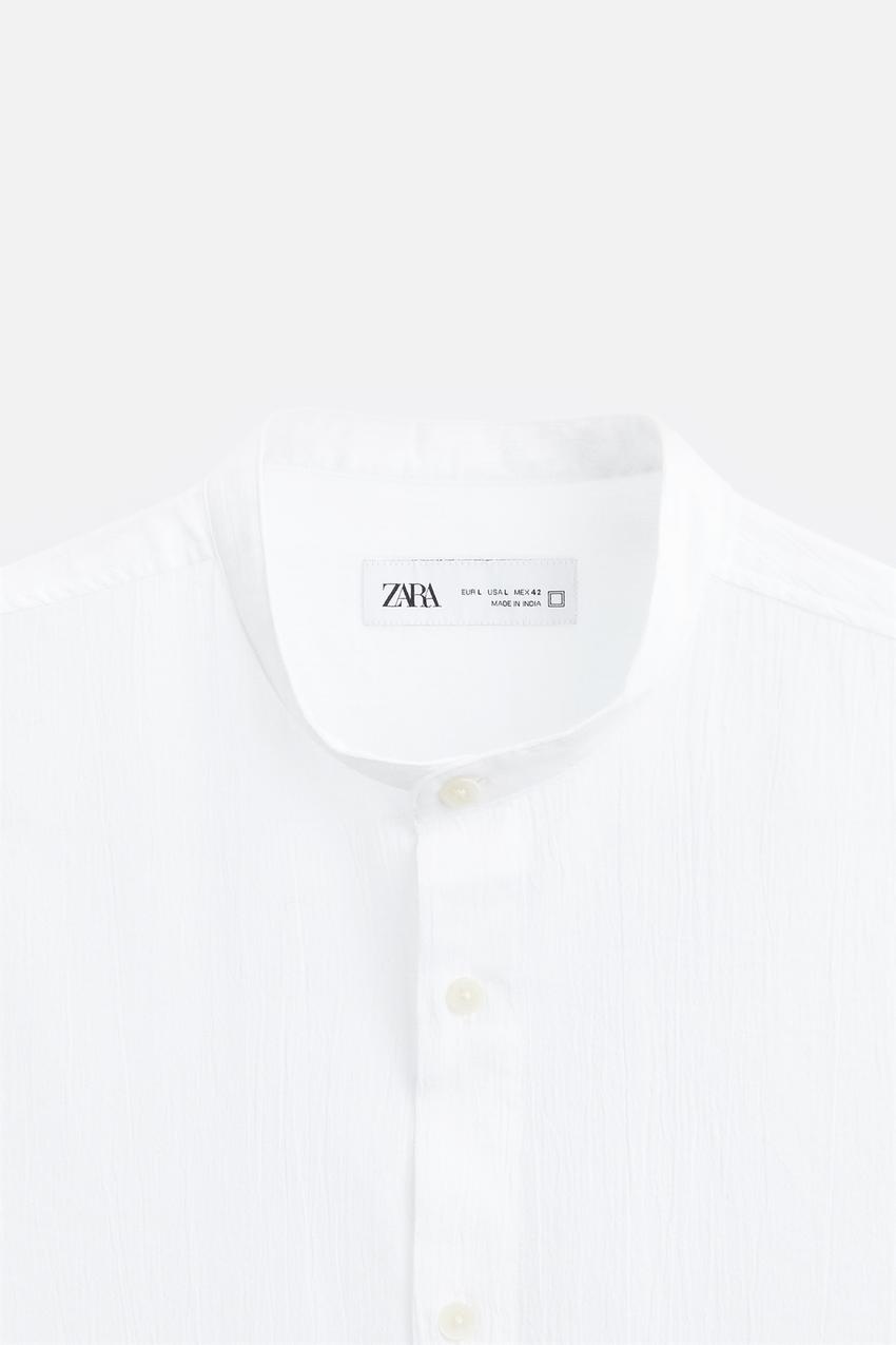 ZARA CREASED-EFFECT COTTON SHIRT IN WHITE