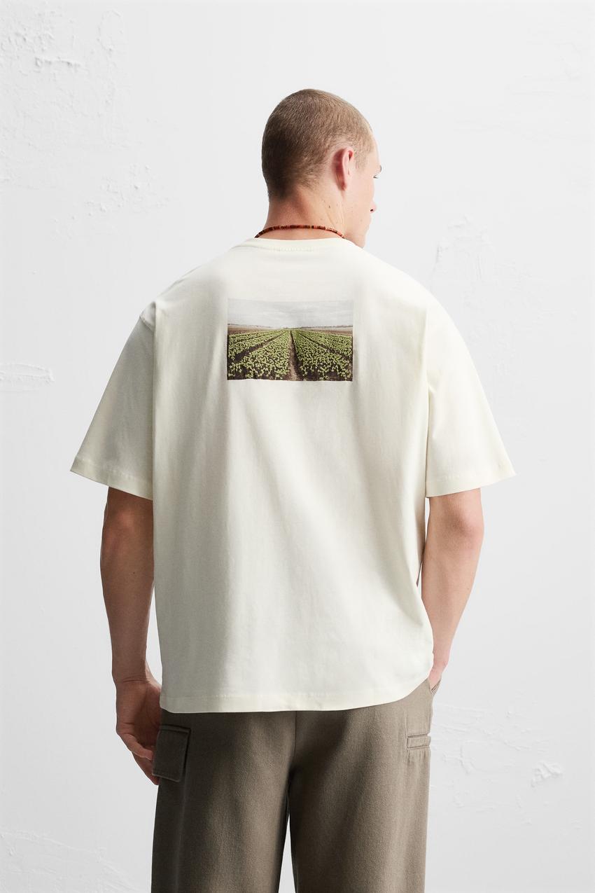 ZARA EMBROIDERED FIELD PRINT TEE