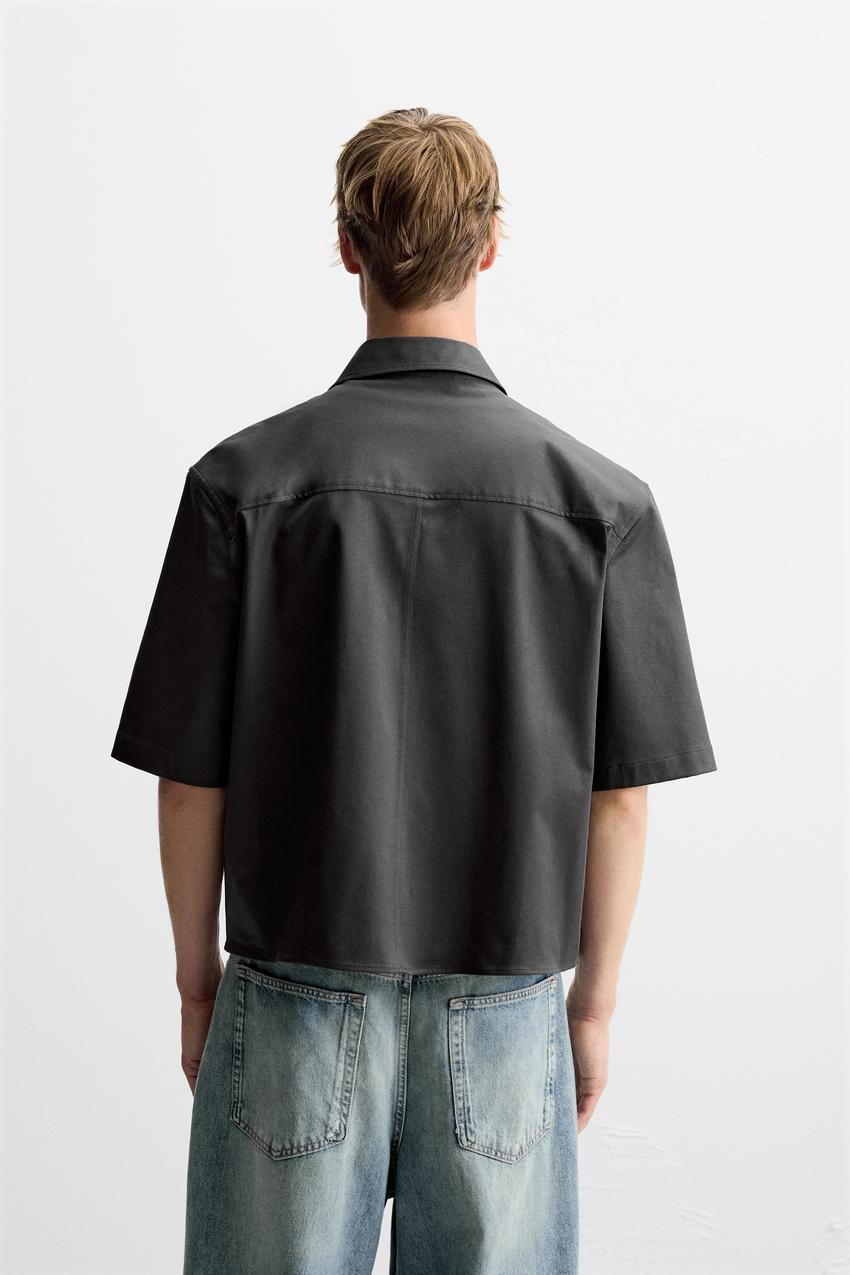 ZARA BOXY FIT OVERSHIRT WITH POCKET IN ANTHRACITE GREY