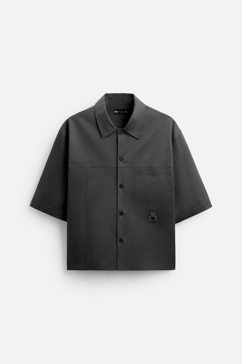 ZARA BOXY FIT OVERSHIRT WITH POCKET IN ANTHRACITE GREY