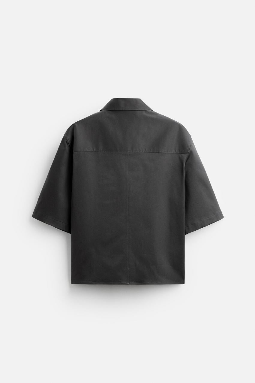 ZARA BOXY FIT OVERSHIRT WITH POCKET IN ANTHRACITE GREY