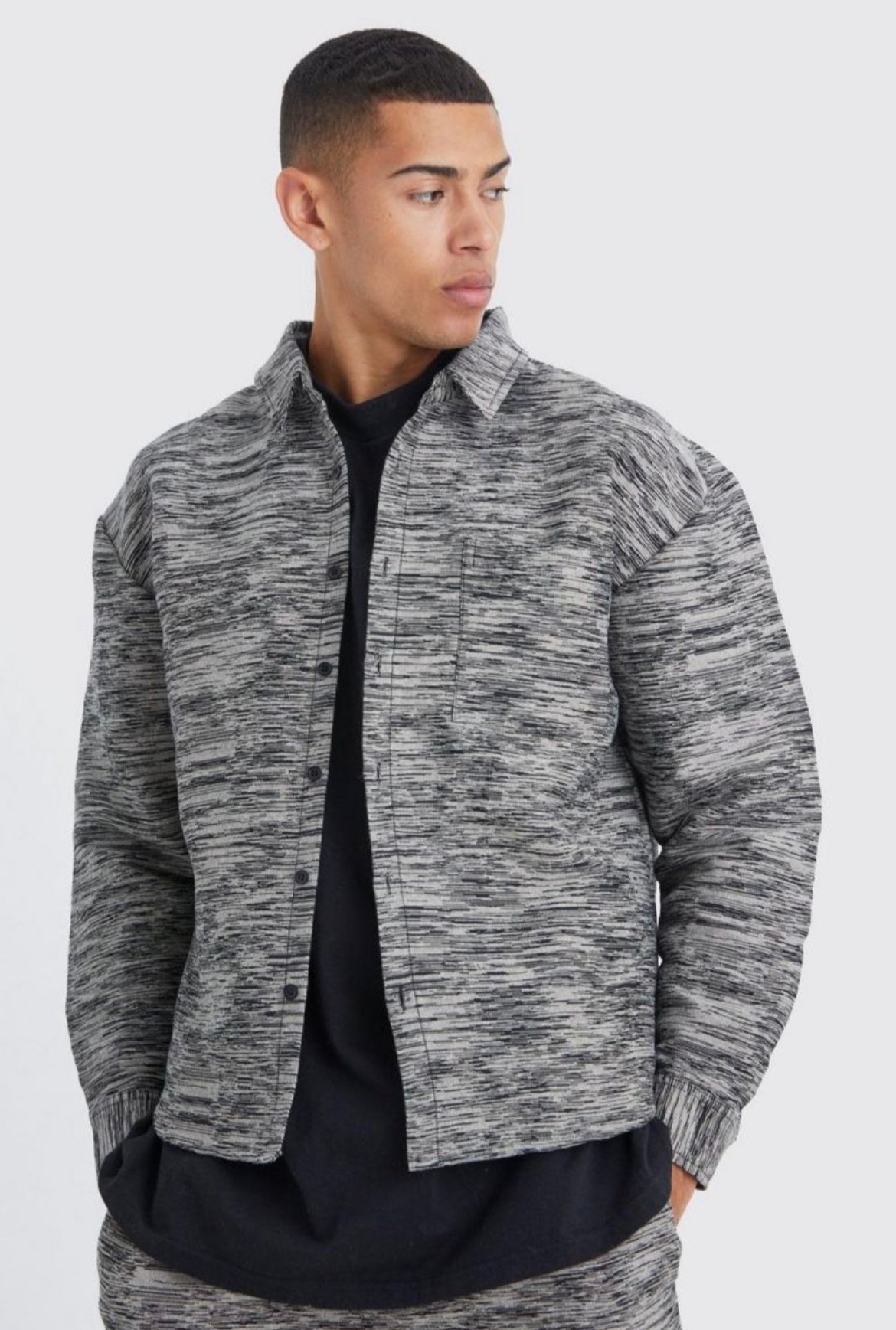 Boohoo marble jacquard boxy overshirt multi