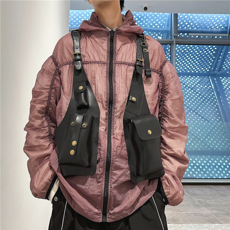 Leather utility vest purse