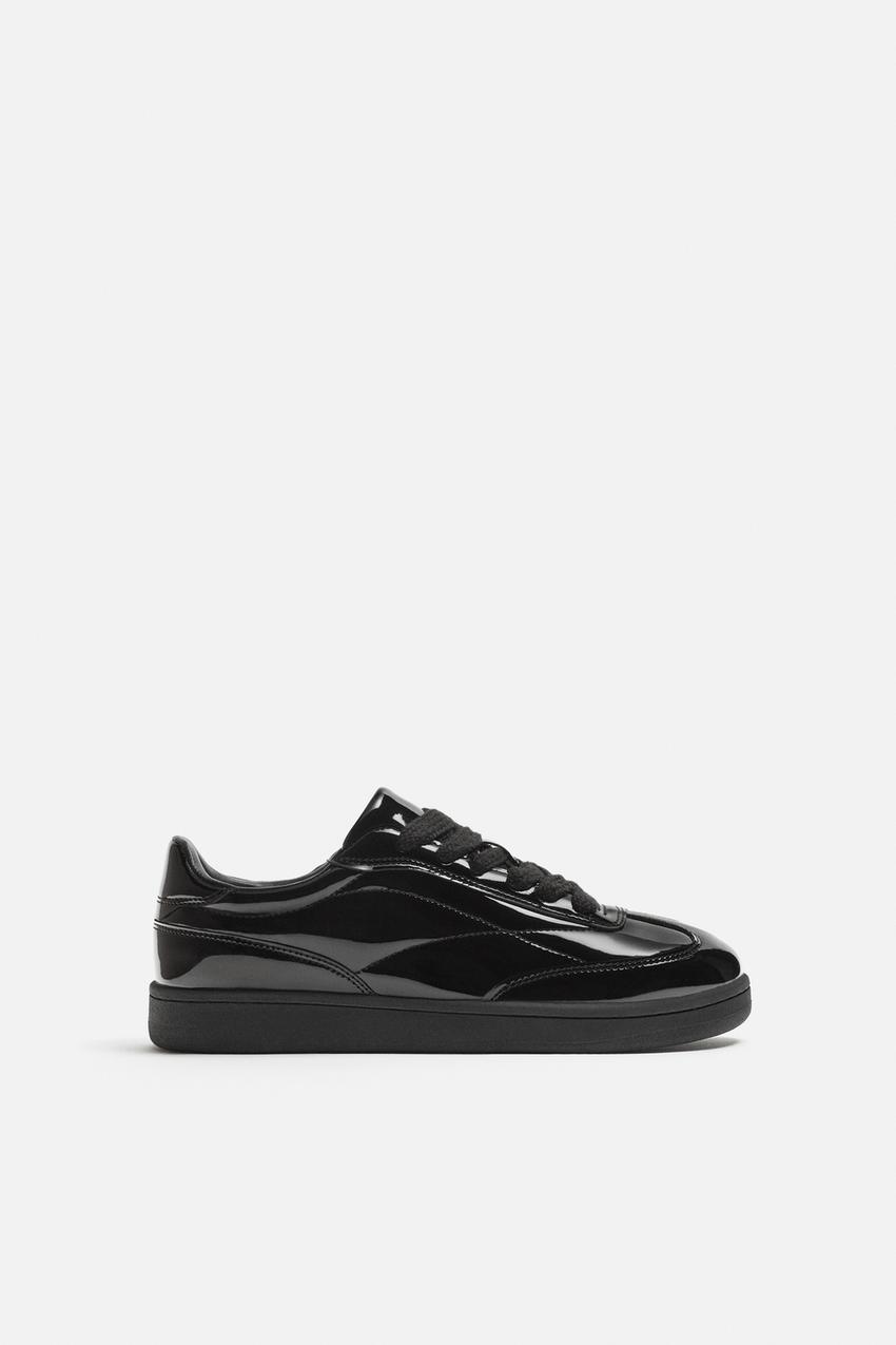 Zara Metallic trainers in black