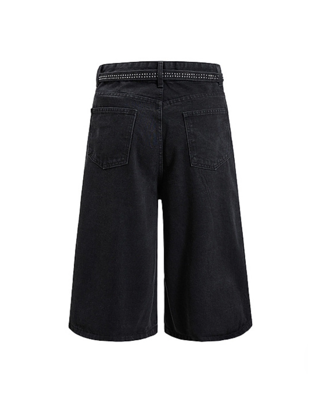Rhinestone belt denim jort