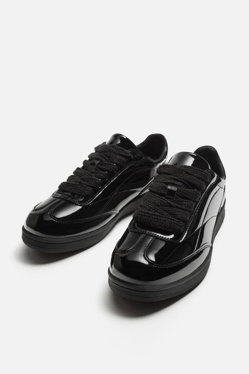 Zara Metallic trainers in black