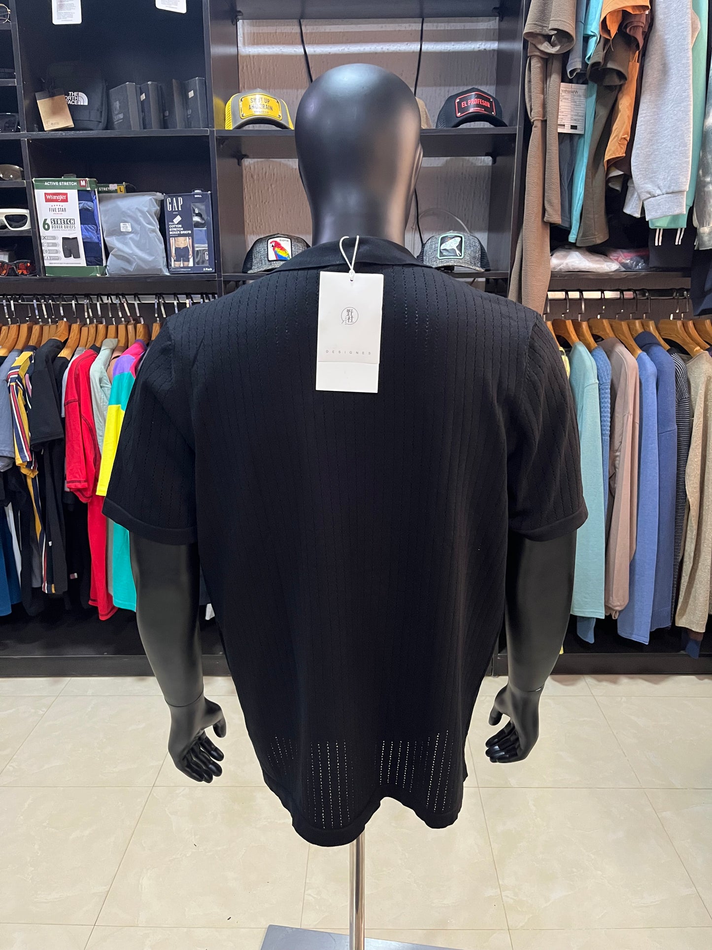 Knit open neck polo