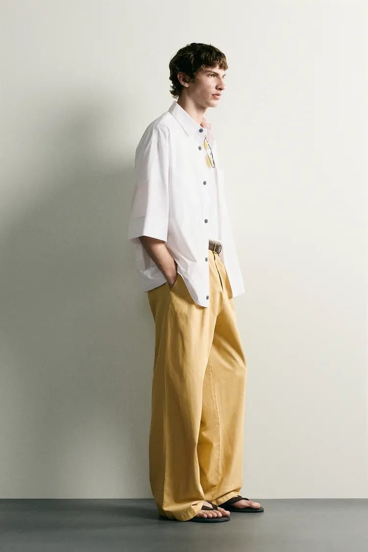 Zara stripe white cotton boxy shirt
