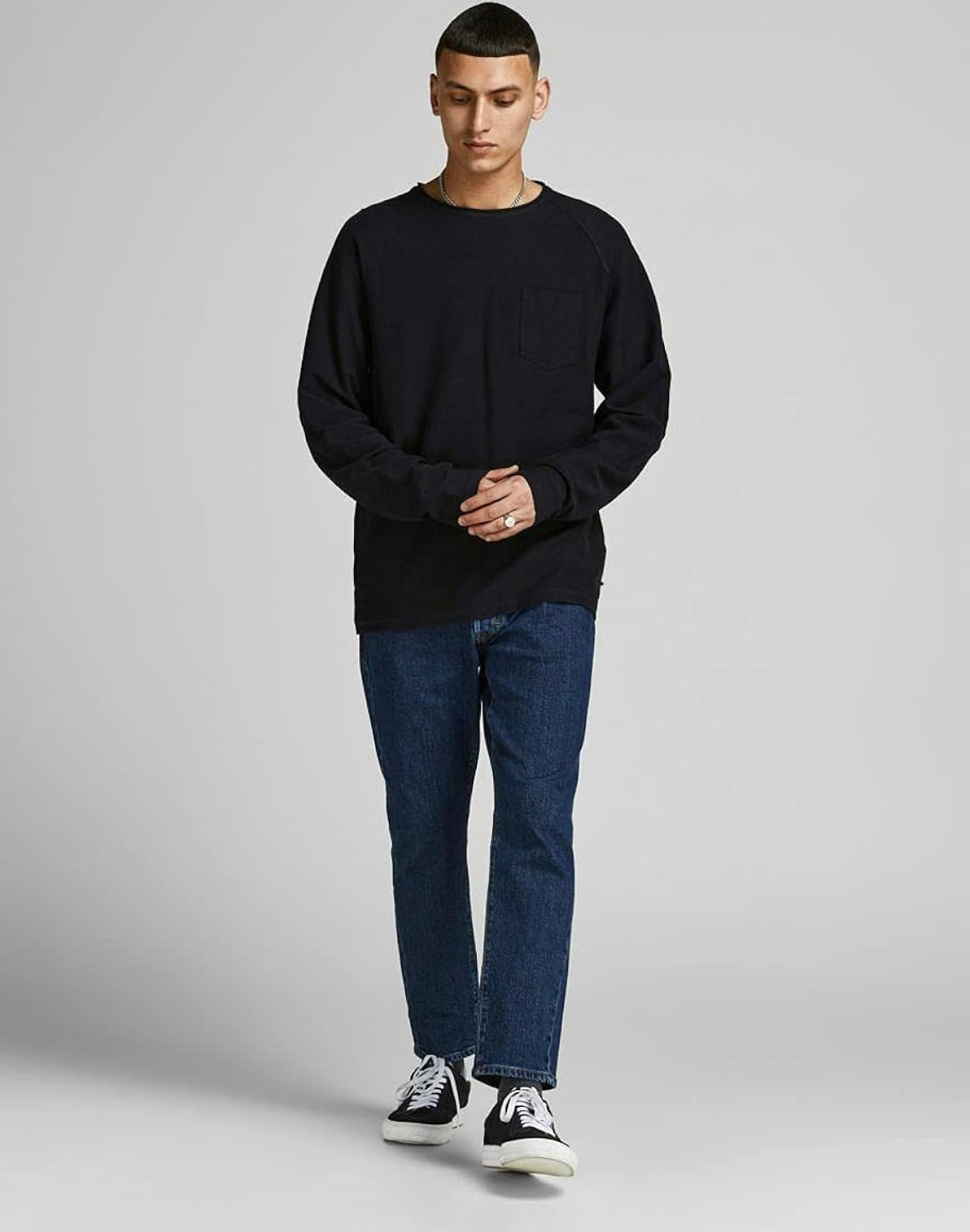 Jack & Jones knit pocket sweatshirt in black