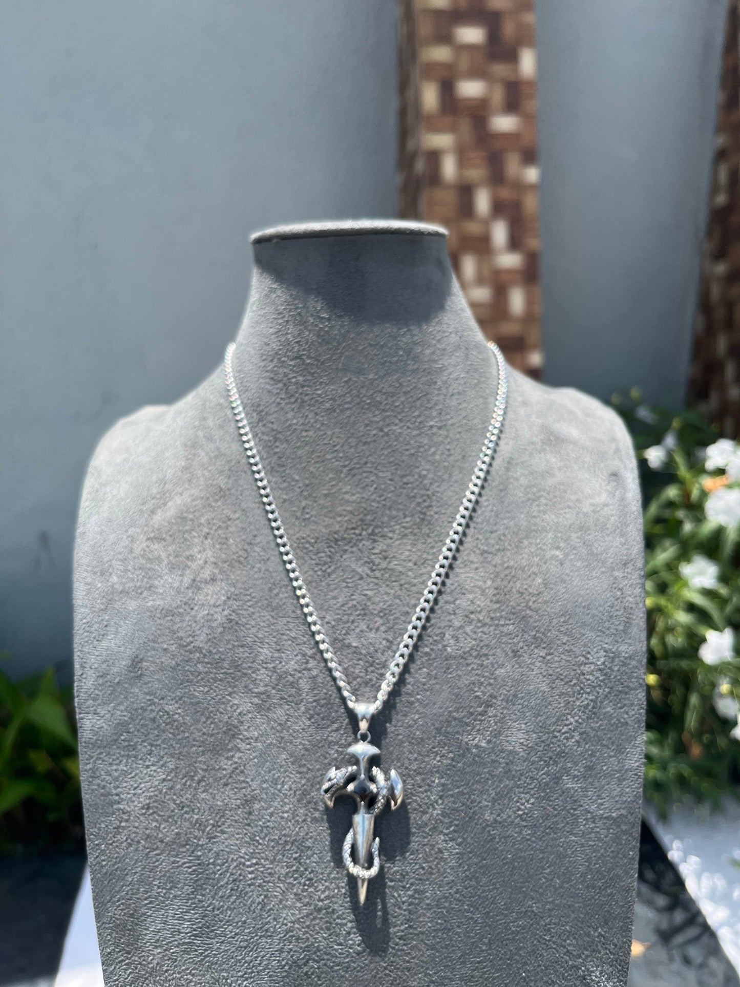 Viper entwined stainless steel necklace