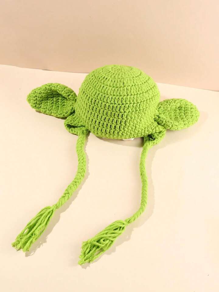 Y2k green knitted beanie