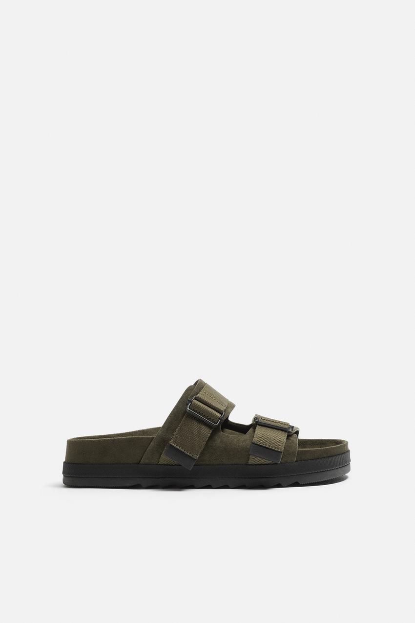 Zara Double strap sandal in olive