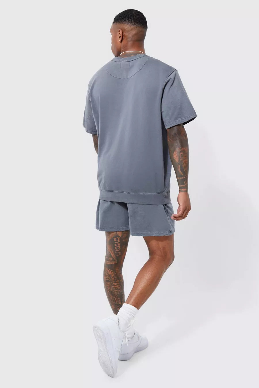 Boohoo relaxed short sleeve sweatshirt in charcoal