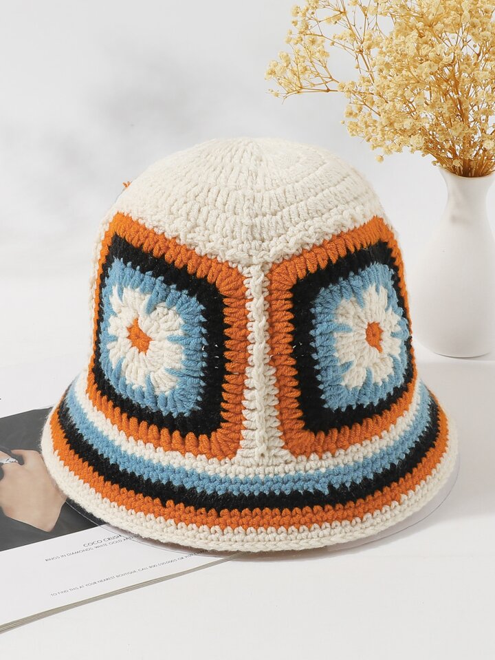 Floral pattern Crochet knit hat