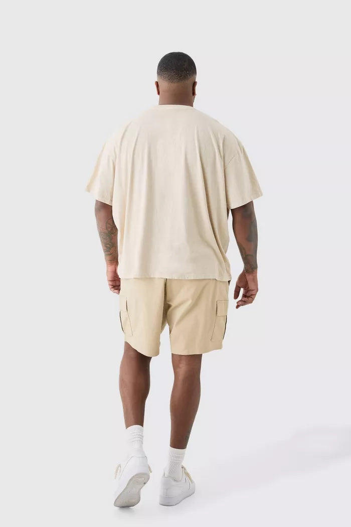 Boohoo fixed waist stone skinny fit cargo shorts stone