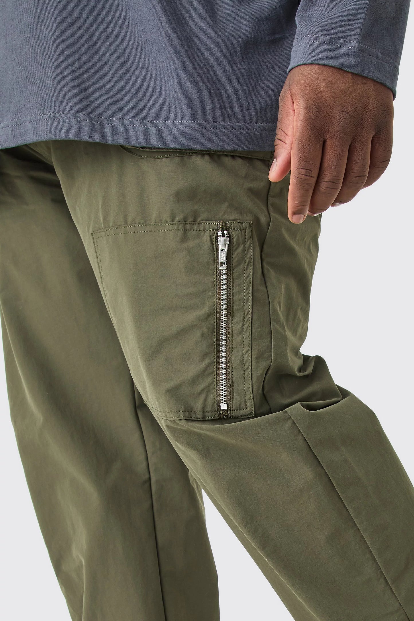 Boohoo tall fixed waist relaxed peached cargo trouser pant green