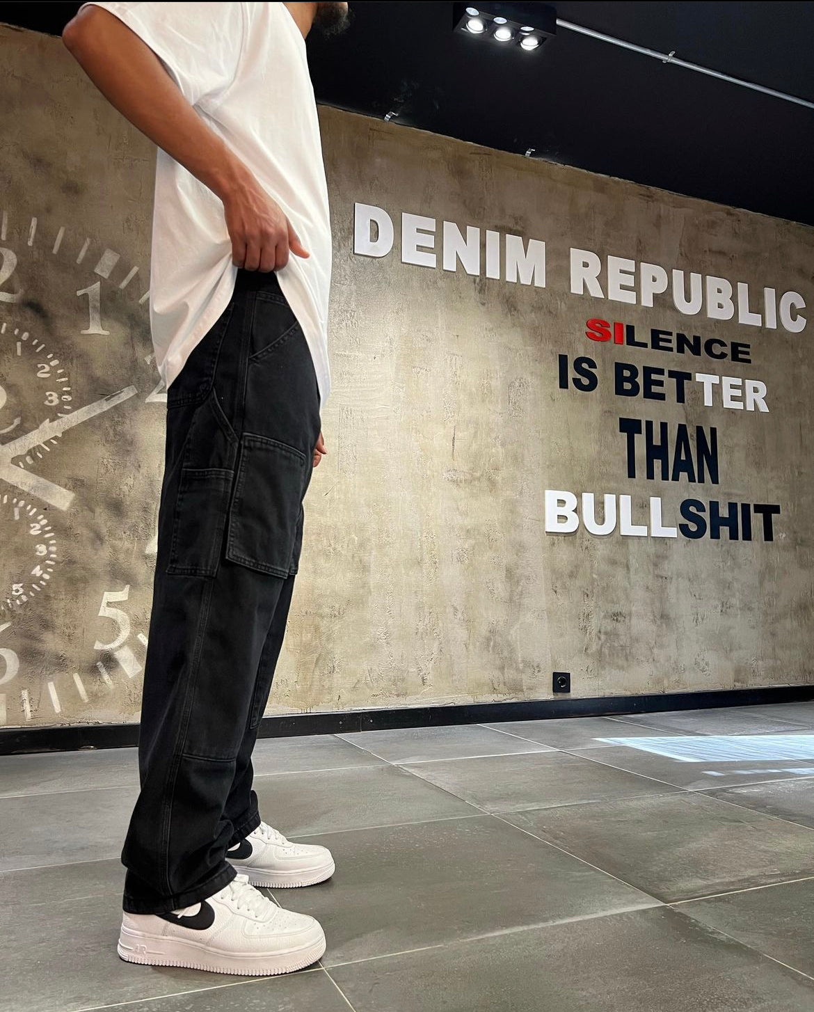 Denim republic carpenter pants in black