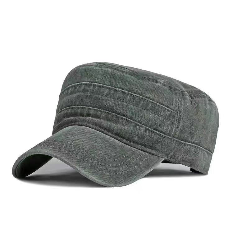 Flat top utility washed plain hat