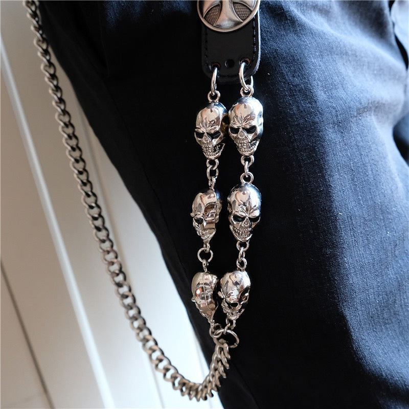 Goth skull stainless steel keychain