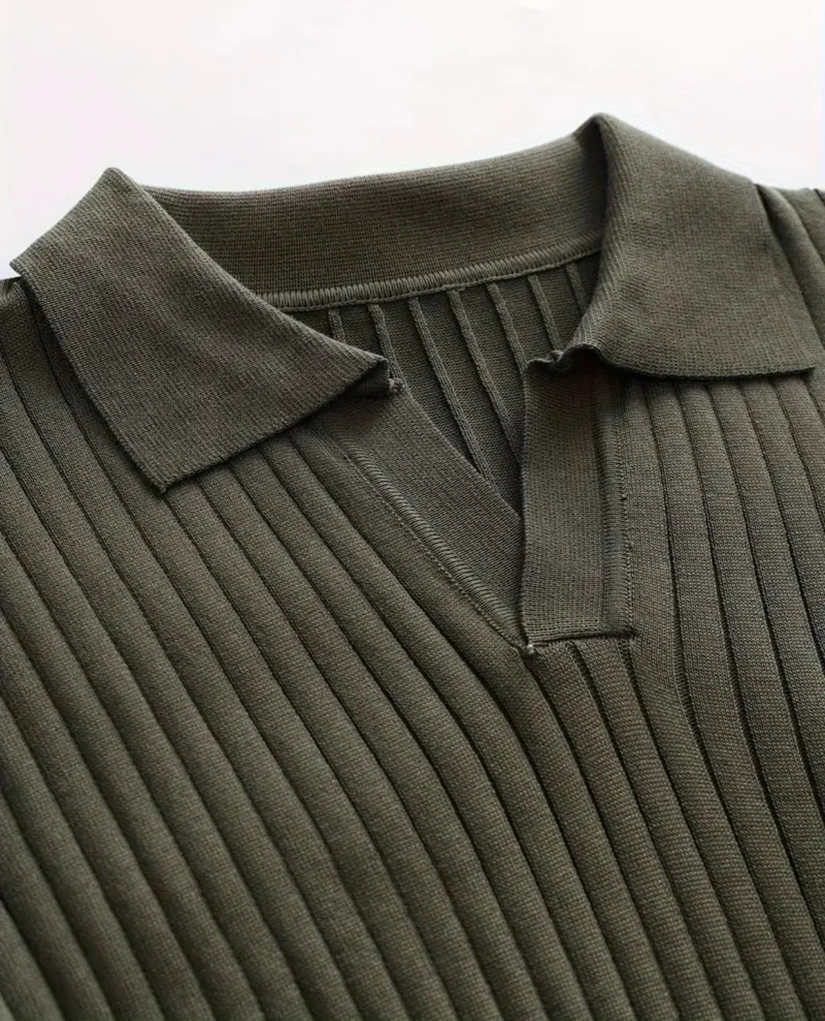 Ribbed longsleeve knit polo