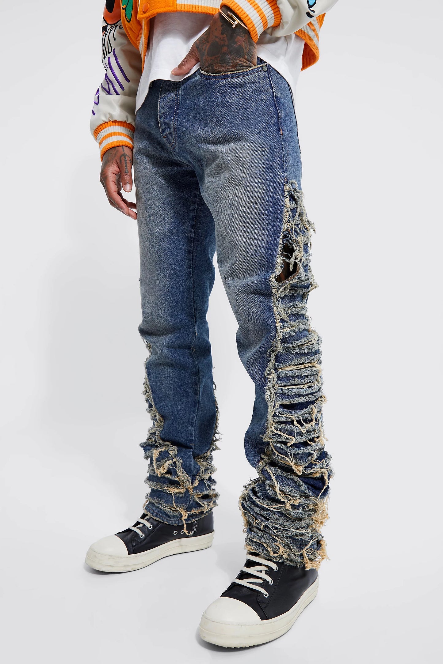 Boohoo Skinny Extreme Distressed Flare Jeans