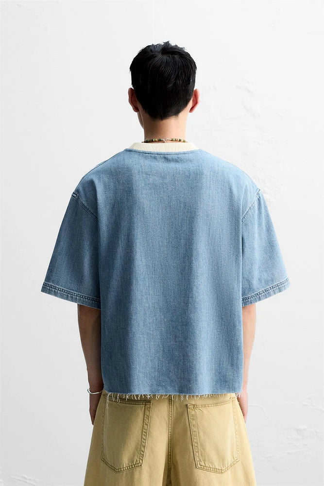 ZARA denim cropped t shirt