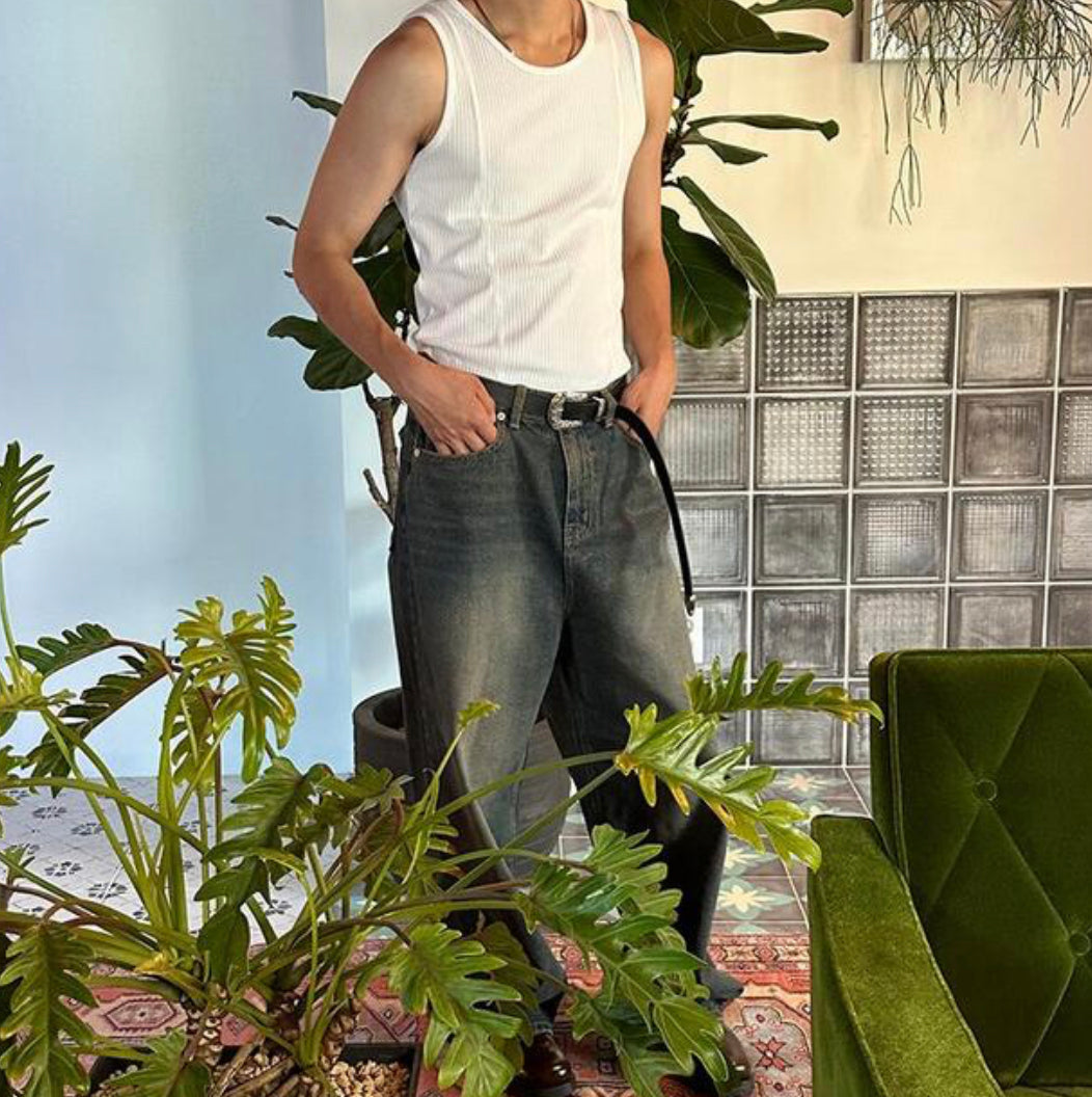 Ribbed musle fit tank top