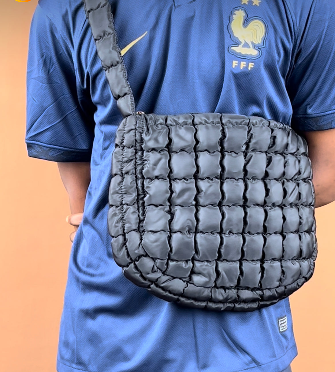 Quilted short length side bag