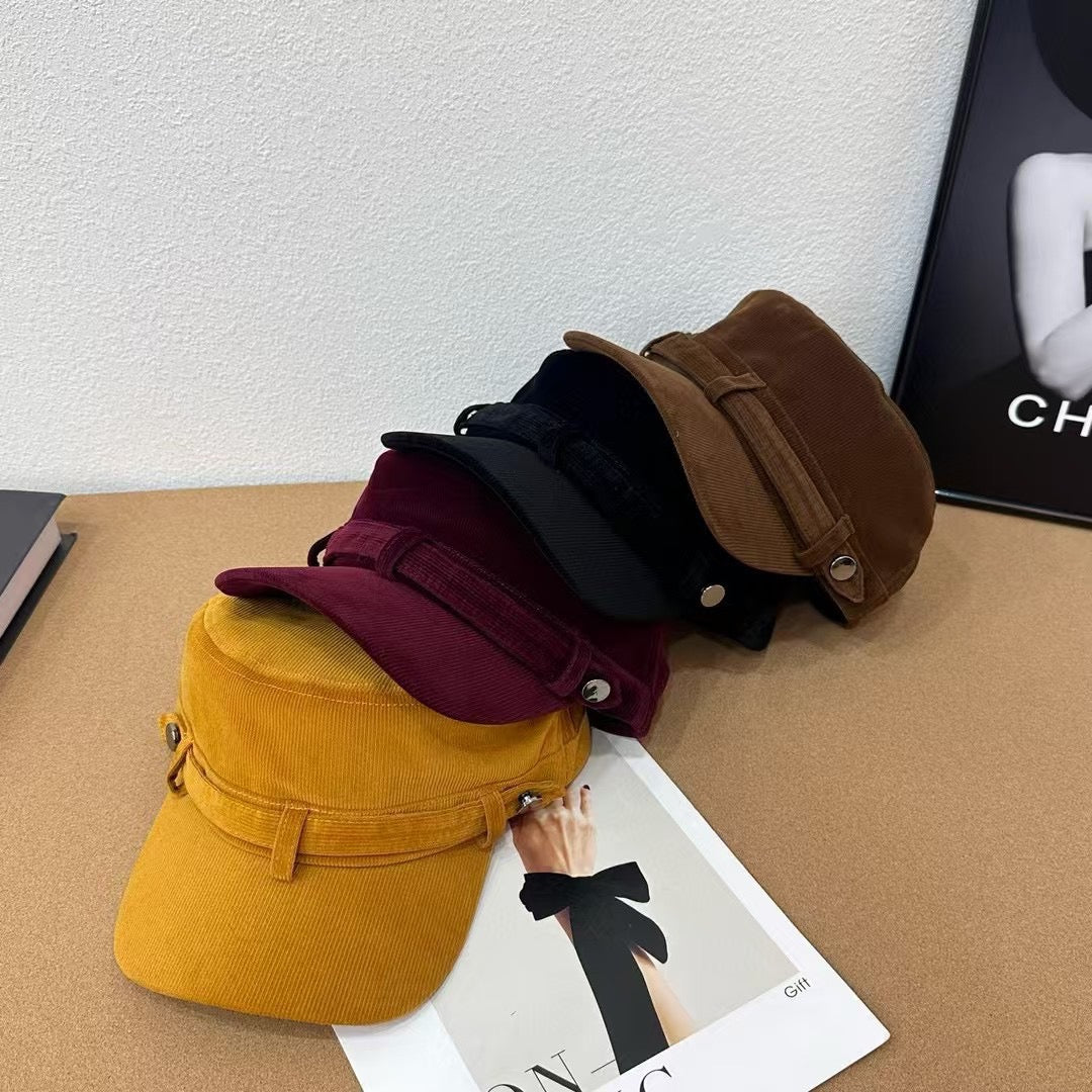 Retro newsboy corduroy hat