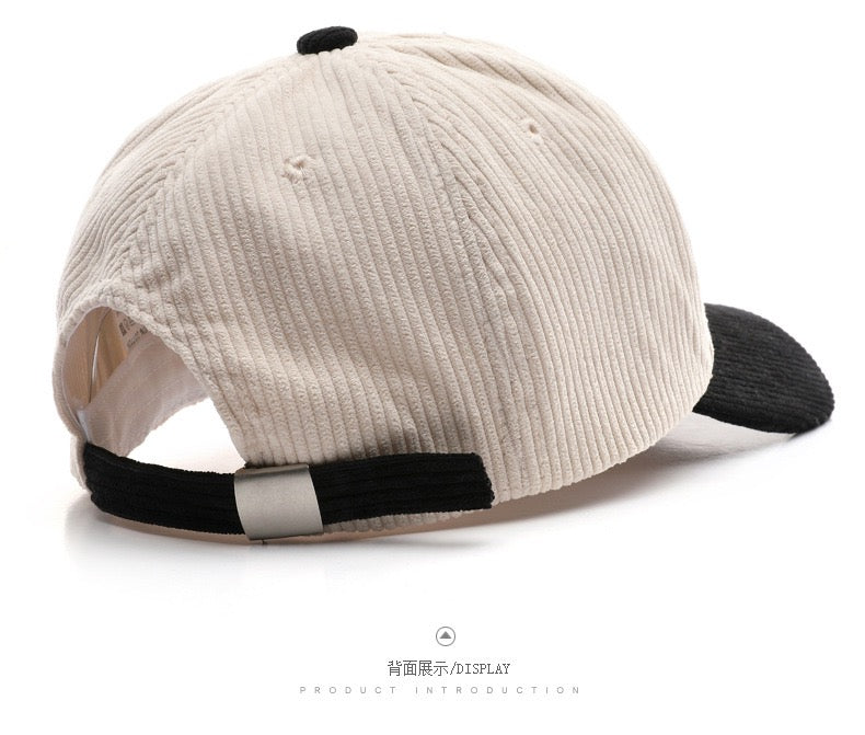 Corduroy colorblock baseball hat